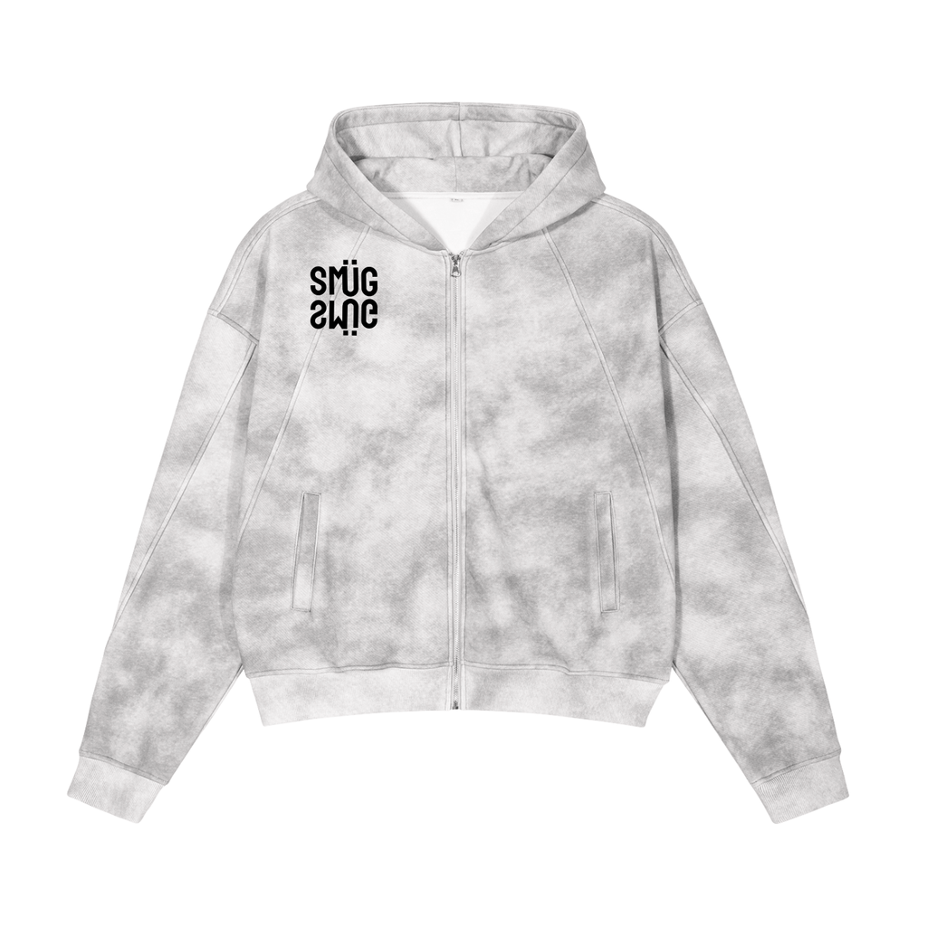 Dirty Washed Zip-Up Fleece Hoodie
