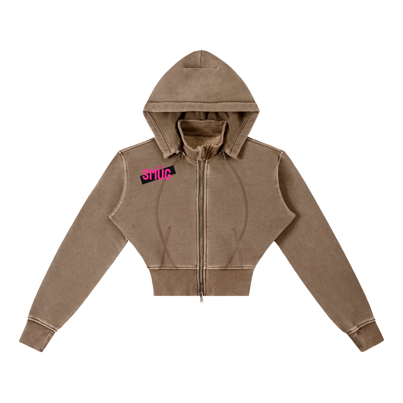 Vintage Washed Cropped Fleece Hoodie