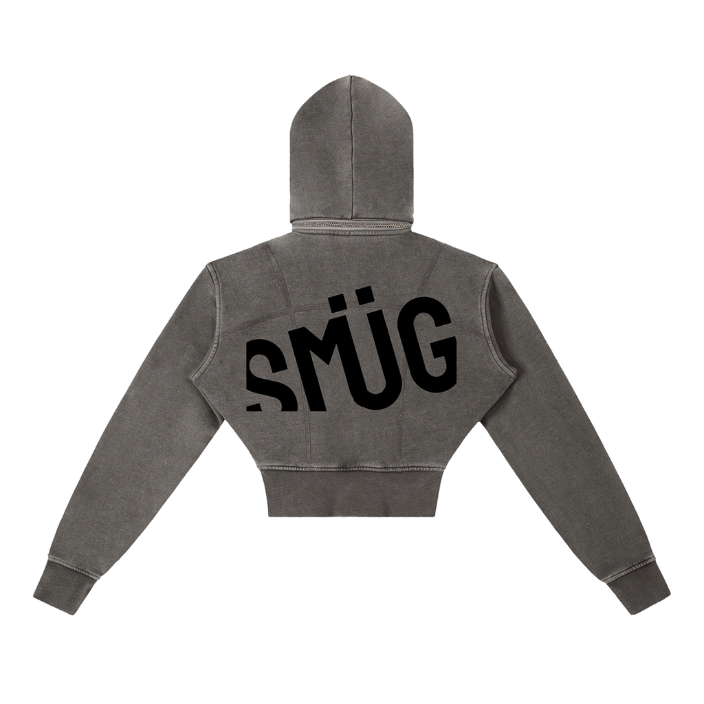 Vintage Washed Cropped Fleece Hoodie