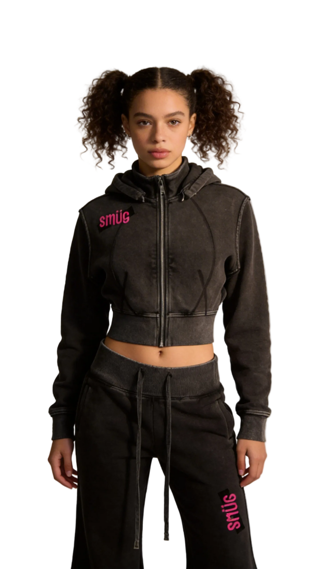 Vintage Washed Cropped Fleece Hoodie