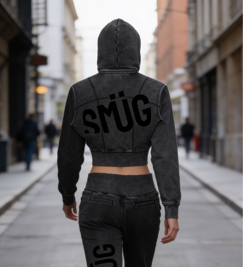 Vintage Washed Cropped Fleece Hoodie