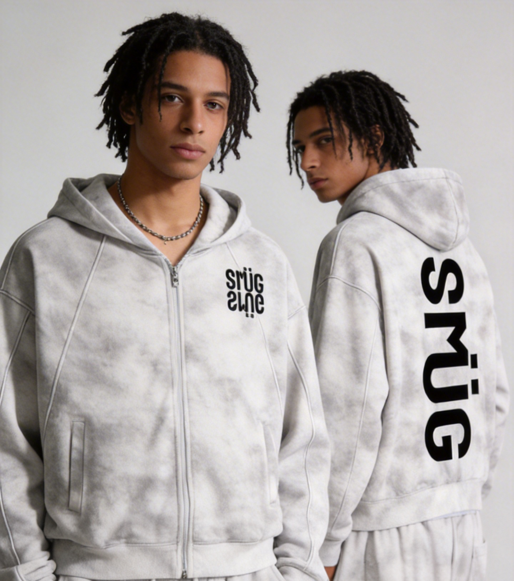 Dirty Washed Zip-Up Fleece Hoodie