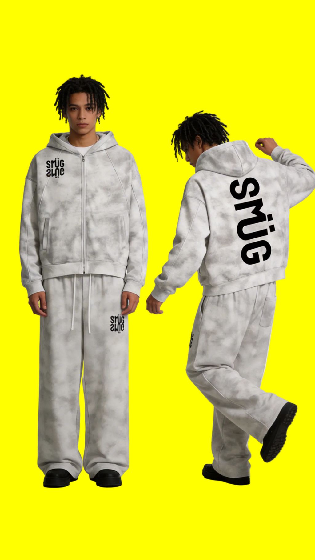 Dirty Washed Zip-Up Fleece Hoodie