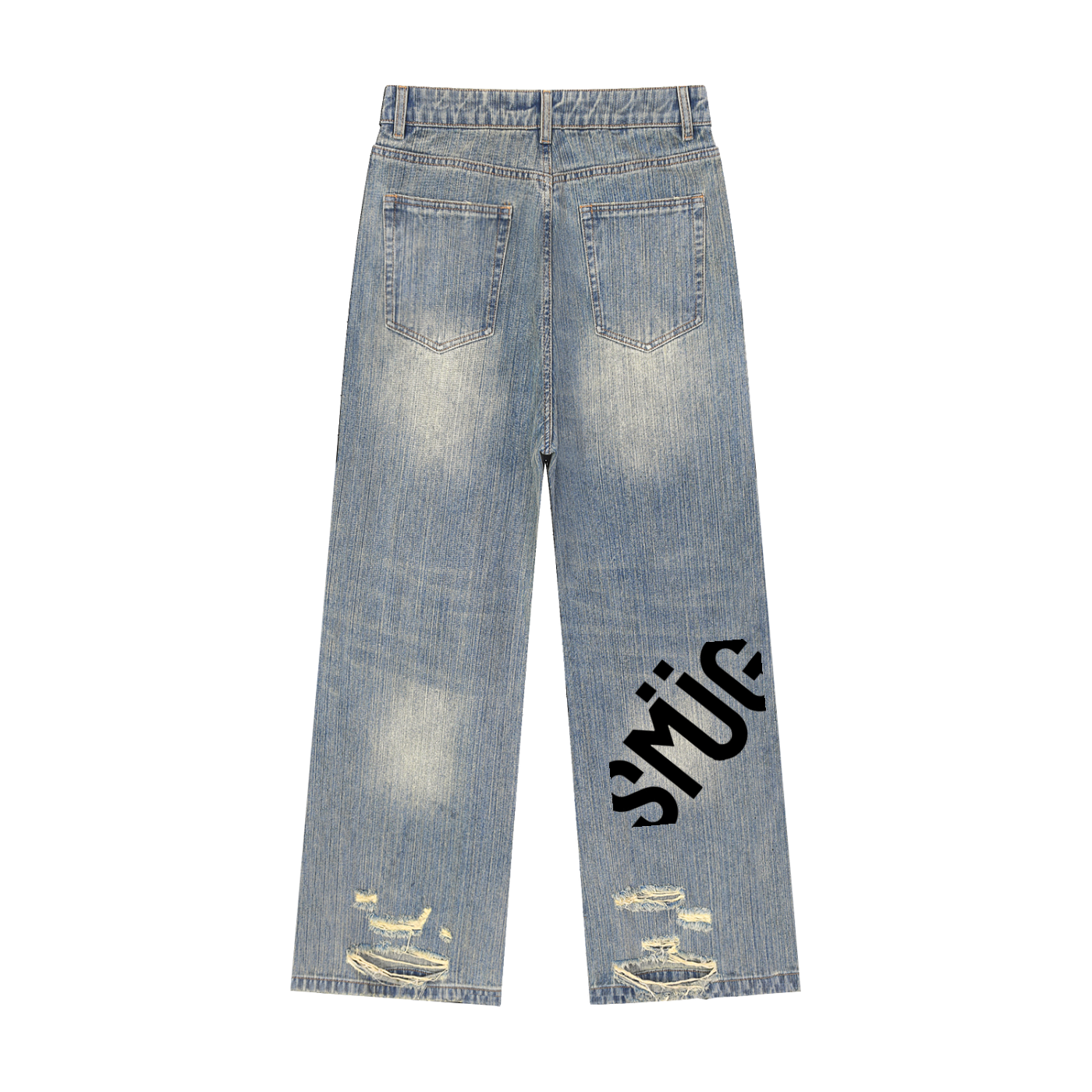 Vintage Wash Distressed Denim Jeans